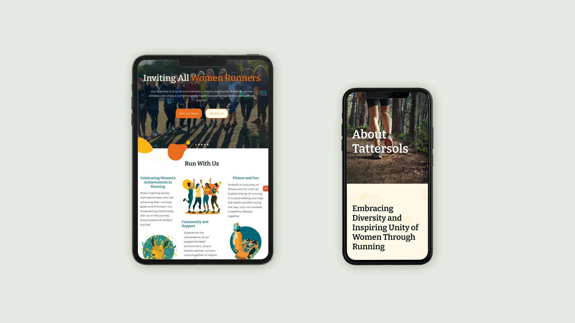 A tablet and smart phone showing Tattersols website page